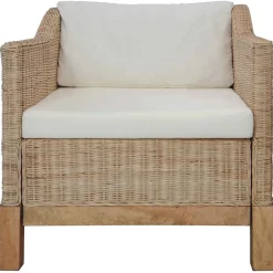 Fotel z poduszkami naturalny rattan