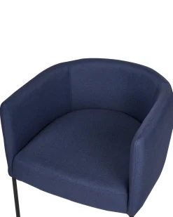 Fotel z poduszką len syntetyczny ciemnoniebieski