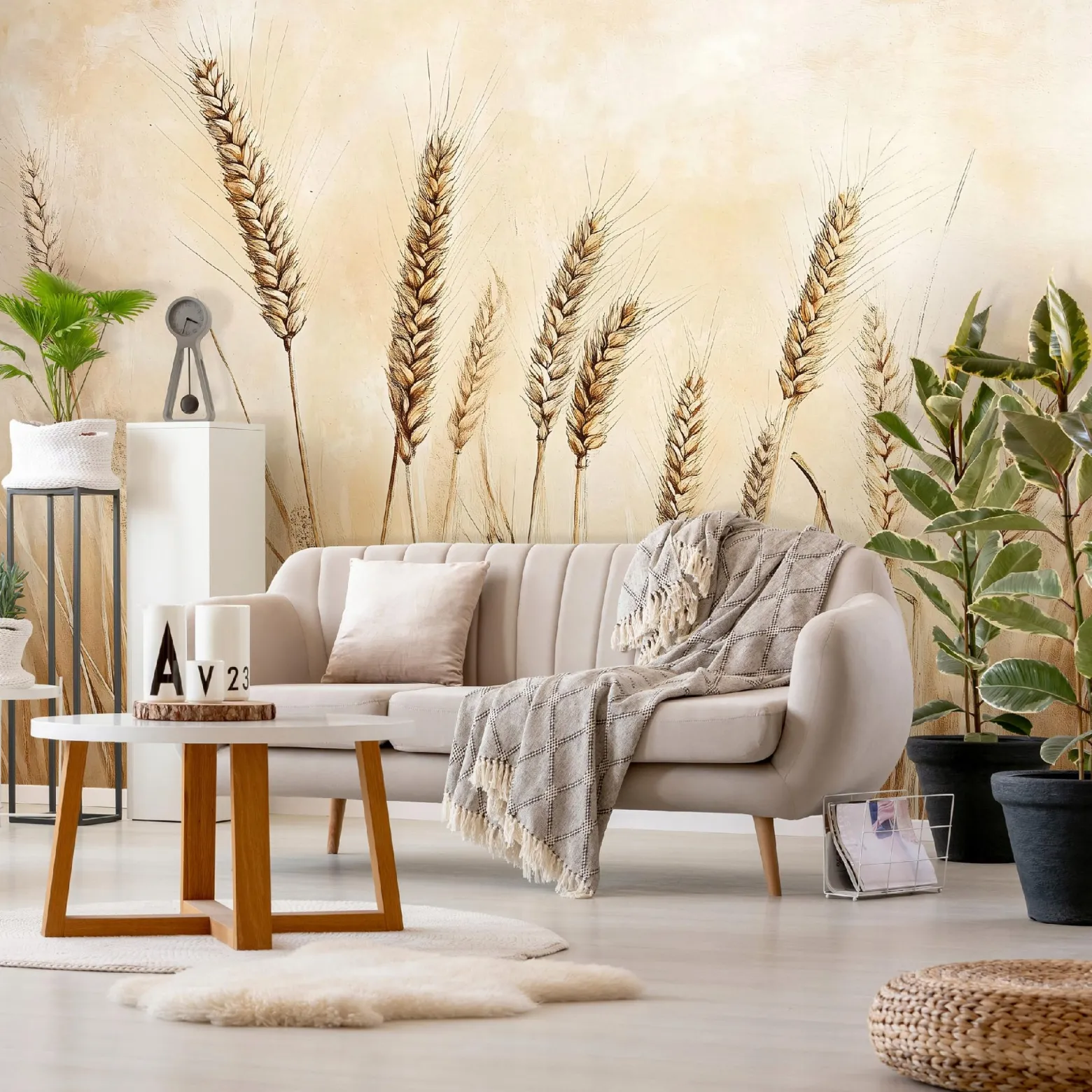 Fototapeta Boho Pole Beżowa Natura Sypialnia Salon Tapeta Flizelina 250X175