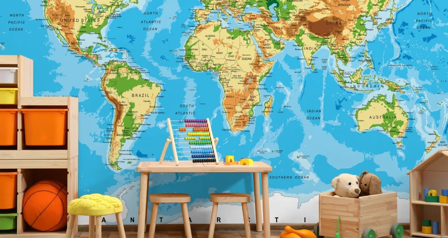 Fototapeta Dla Młodzieży Fizyczna MAPA Świata 90x60cm