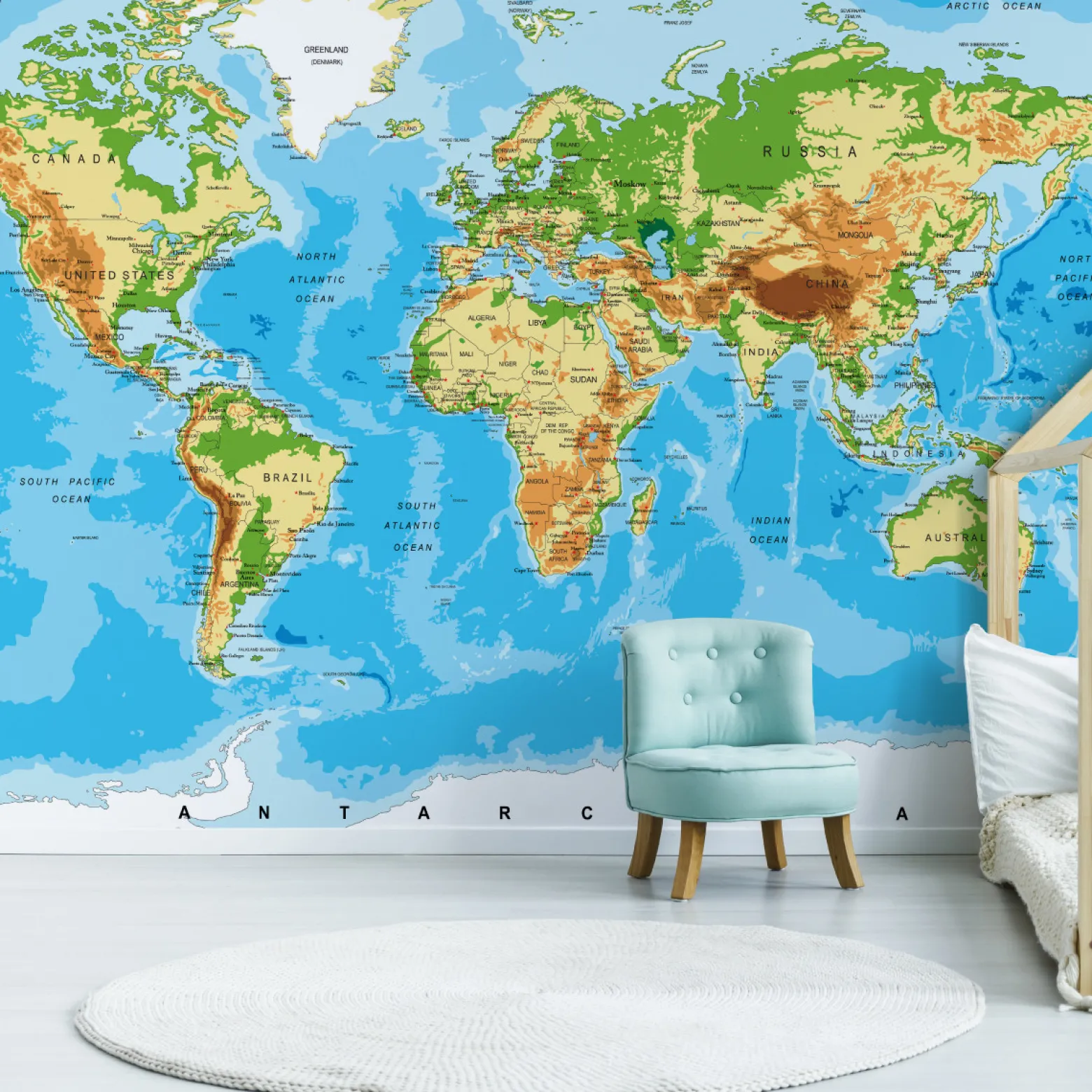 Fototapeta Dla Młodzieży Fizyczna MAPA Świata 90x60cm