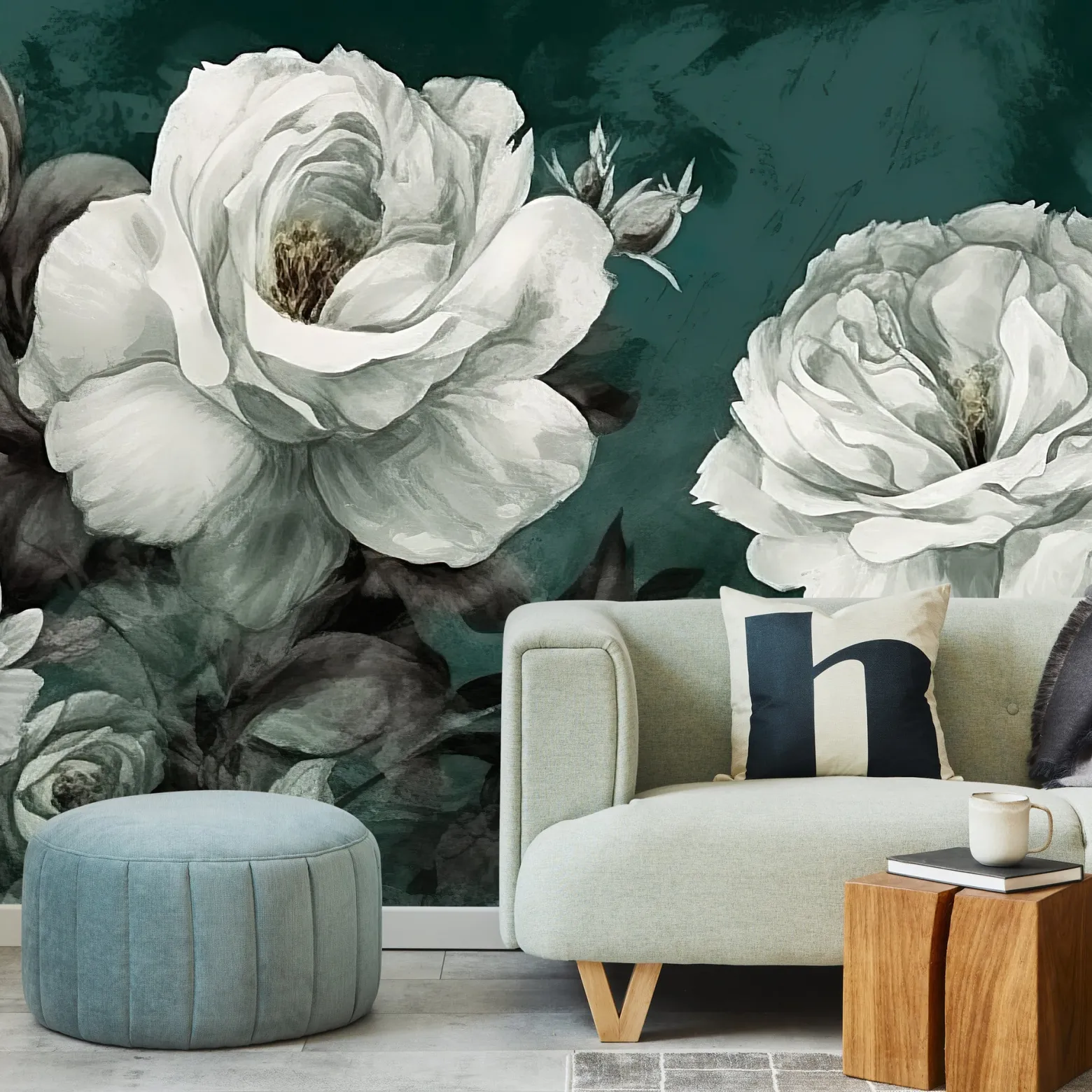 Fototapeta Do Salonu Akwarelowe Białe Peonie 90x60cm