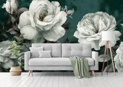 Fototapeta Do Salonu Akwarelowe Białe Peonie 90x60cm