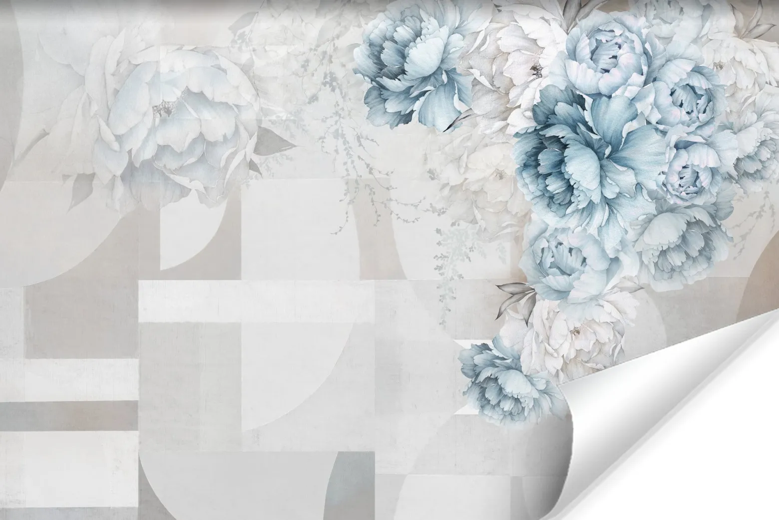 Fototapeta Do Salonu Peonie Wzór Geometryczny 90x60cm