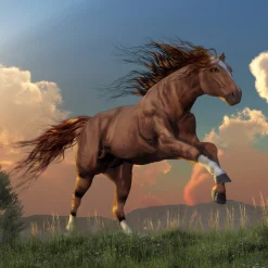 Fototapeta KASZTANOWY Koń Góry Natura 3D 90x60cm