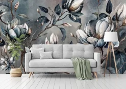 Fototapeta Kwiaty Magnolii Na Betonie 90x60cm