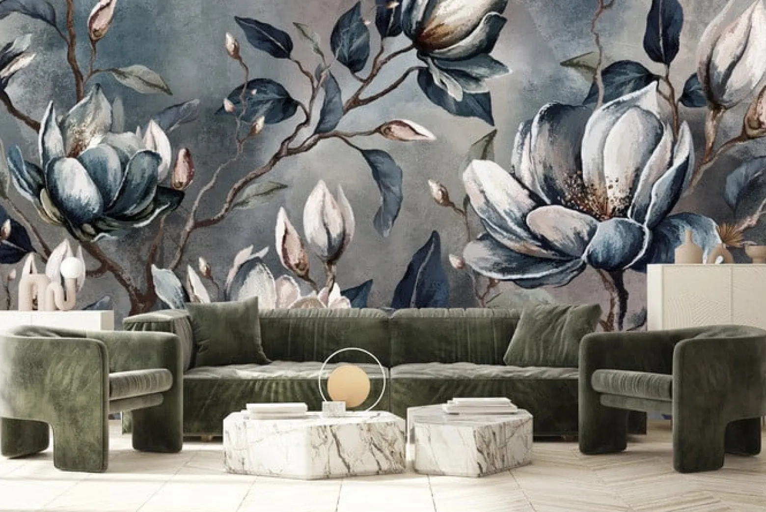Fototapeta Kwiaty Magnolii Na Betonie 90x60cm
