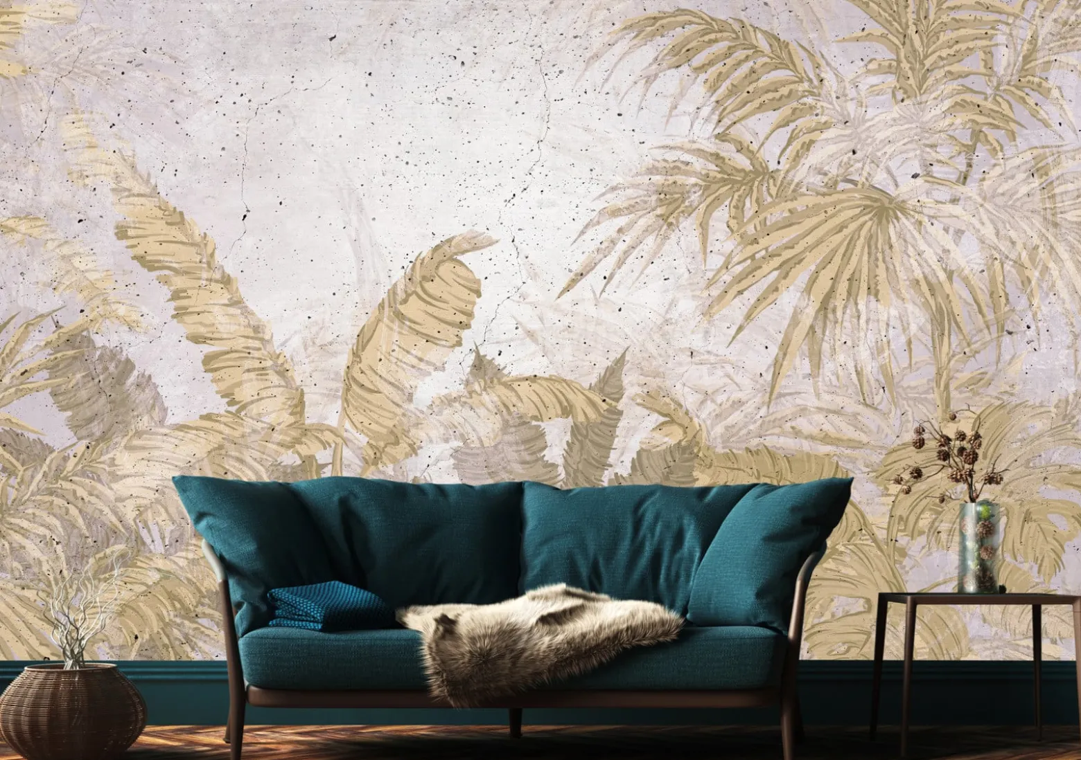 Fototapeta Liście Bananowce Palmy Styl Retro 90x60cm