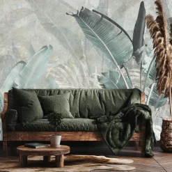 Fototapeta Liście Bananowca Na Betonie 90x60cm