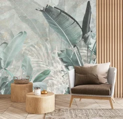 Fototapeta Liście Bananowca Na Betonie 90x60cm