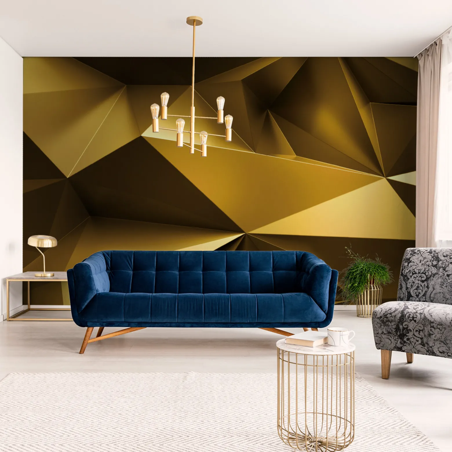 Fototapeta ABSTRAKCJA Złote Kształty 3D 90x60cm