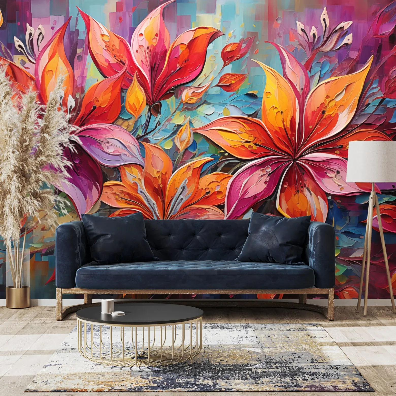 Fototapeta Abstrakcyjne Kwiaty W Stylu Vintage 90x60cm