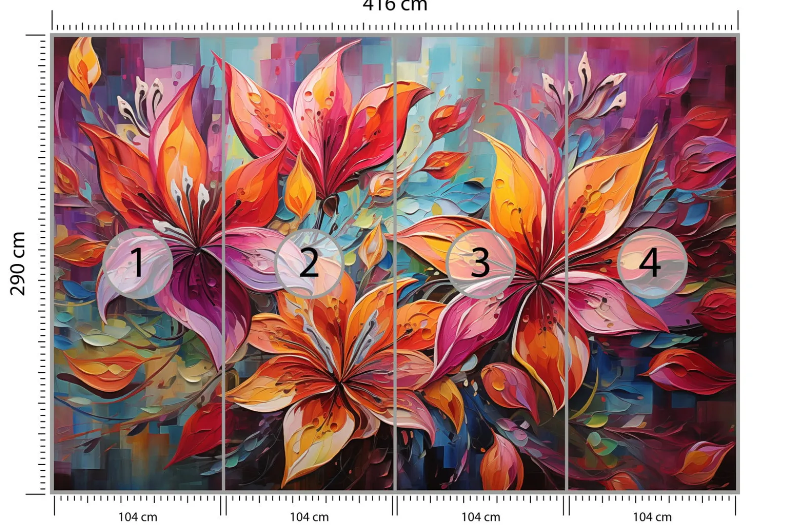 Fototapeta Abstrakcyjne Kwiaty W Stylu Vintage 416x290cm