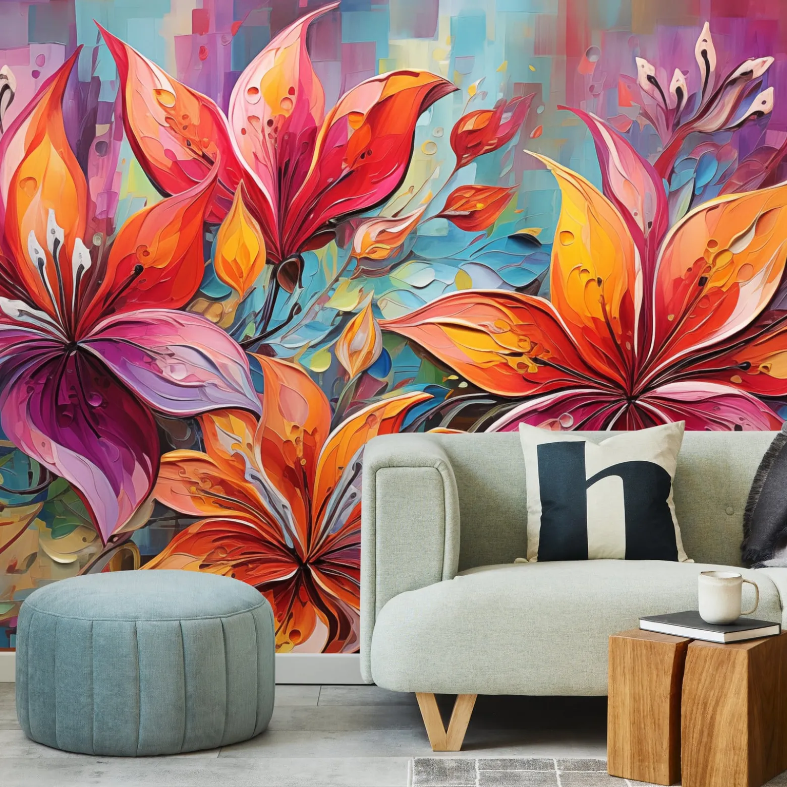 Fototapeta Abstrakcyjne Kwiaty W Stylu Vintage 270x180cm