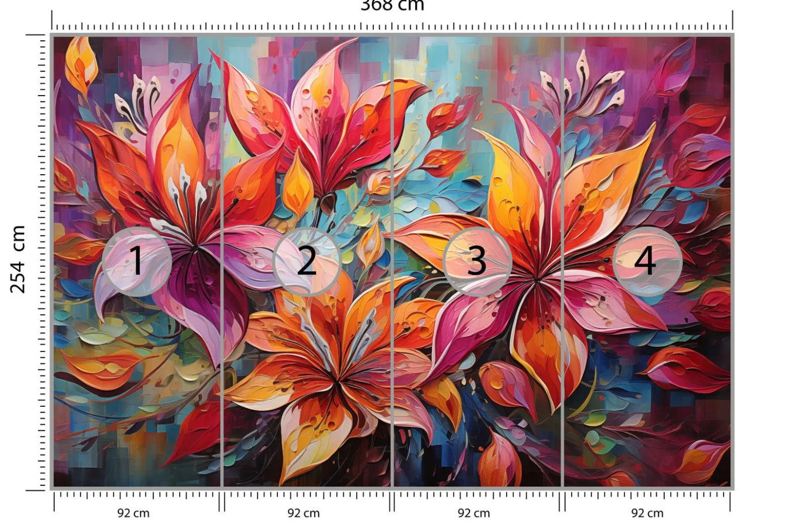 Fototapeta Abstrakcyjne Kwiaty W Stylu Vintage 368x254cm