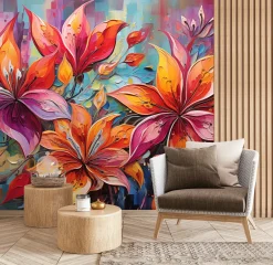 Fototapeta Abstrakcyjne Kwiaty W Stylu Vintage 368x254cm