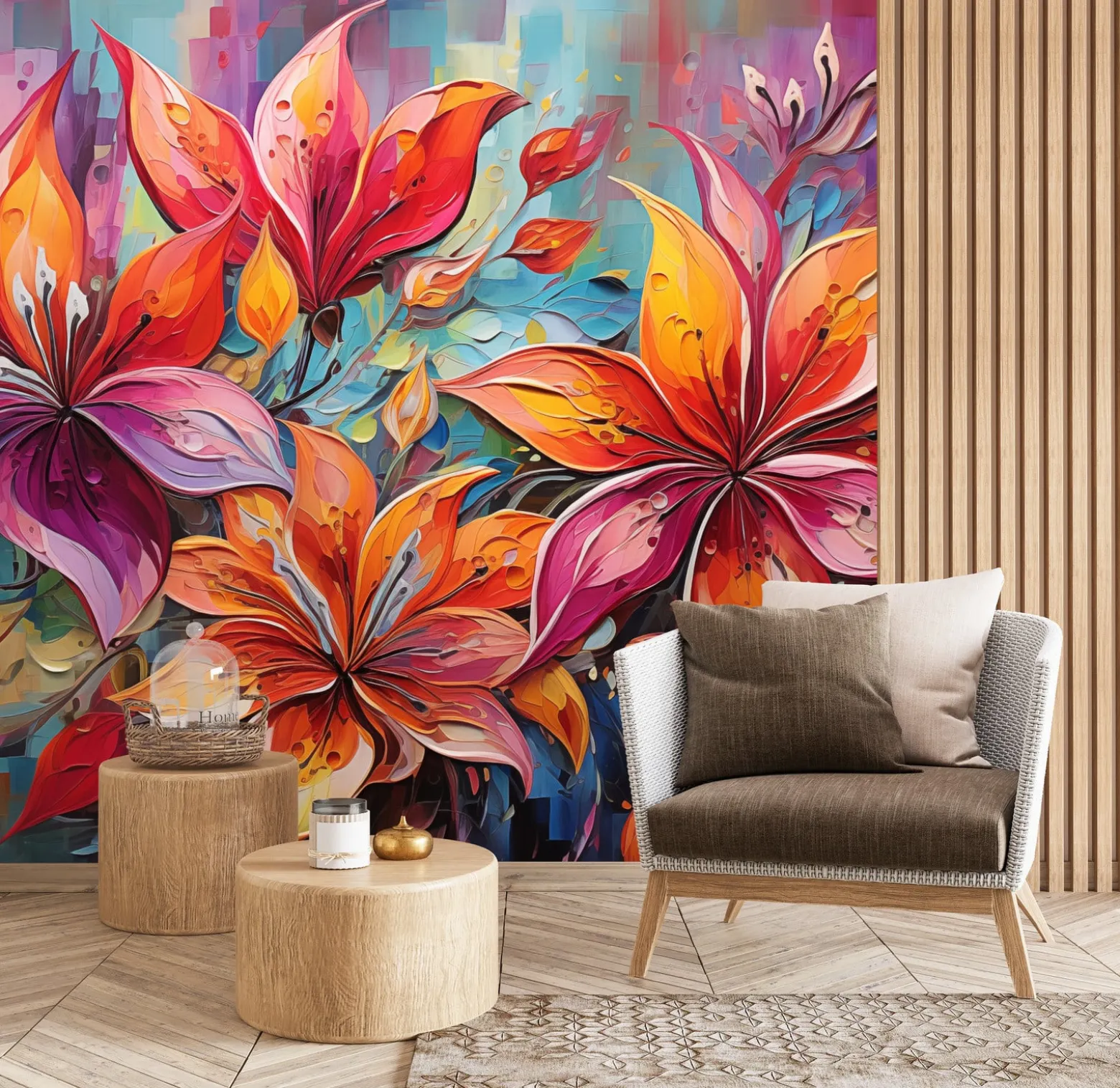 Fototapeta Abstrakcyjne Kwiaty W Stylu Vintage 368x254cm