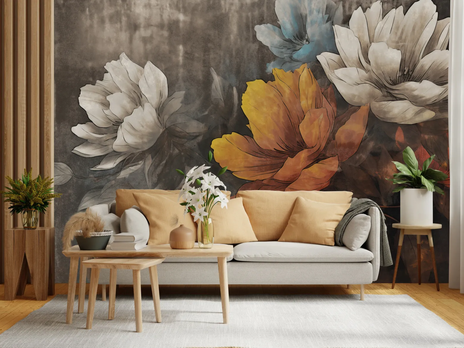 Fototapeta Abstrakcyjne Kwiaty Na Betonie 90x60cm