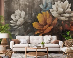 Fototapeta Abstrakcyjne Kwiaty Na Betonie 90x60cm