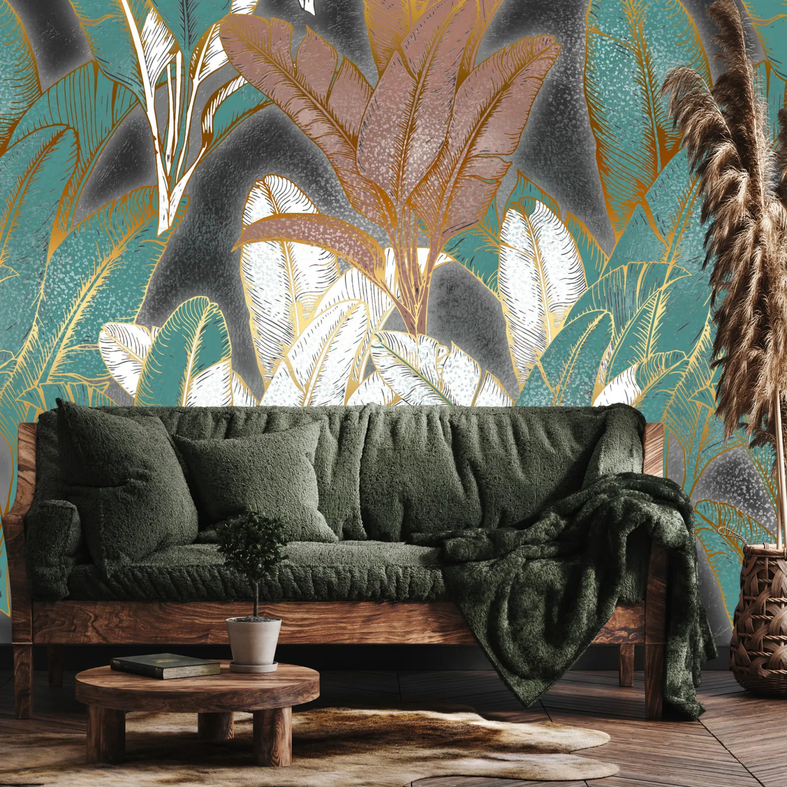 Fototapeta Abstrakcyjne liście bananowe 90x60cm