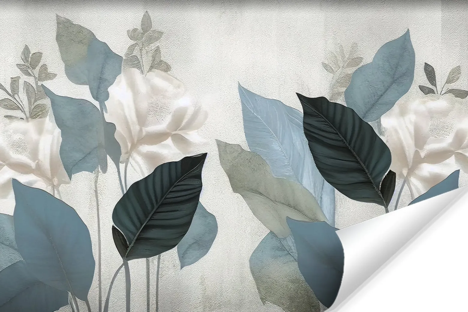 Fototapeta Abstrakcyjne niebieskie liście 90x60cm