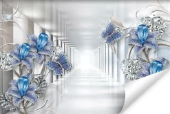Fototapeta Abstrakcyjny tunel z kwiatami 3D 90x60cm