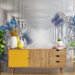Fototapeta Abstrakcyjny tunel z kwiatami 3D 90x60cm