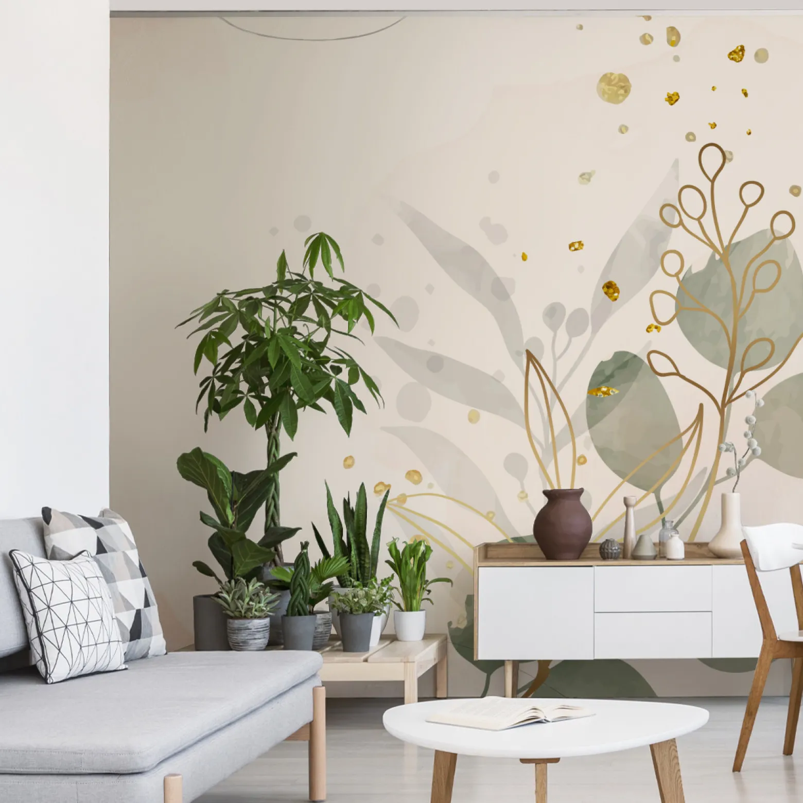 Fototapeta Akwarelowe Rośliny W Stylu Boho 90x60cm