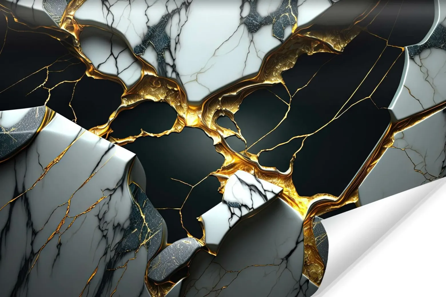 Fototapeta Ścienna Czarno-biały Marmur Efekt 3D 90x60cm