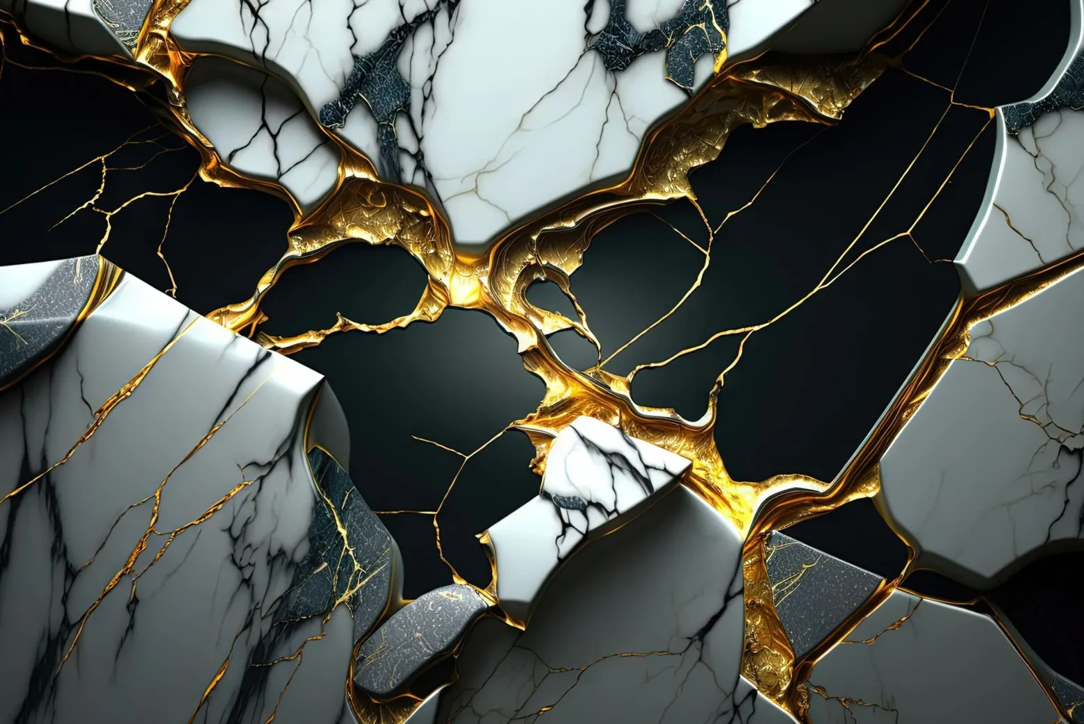 Fototapeta Ścienna Czarno-biały Marmur Efekt 3D 90x60cm