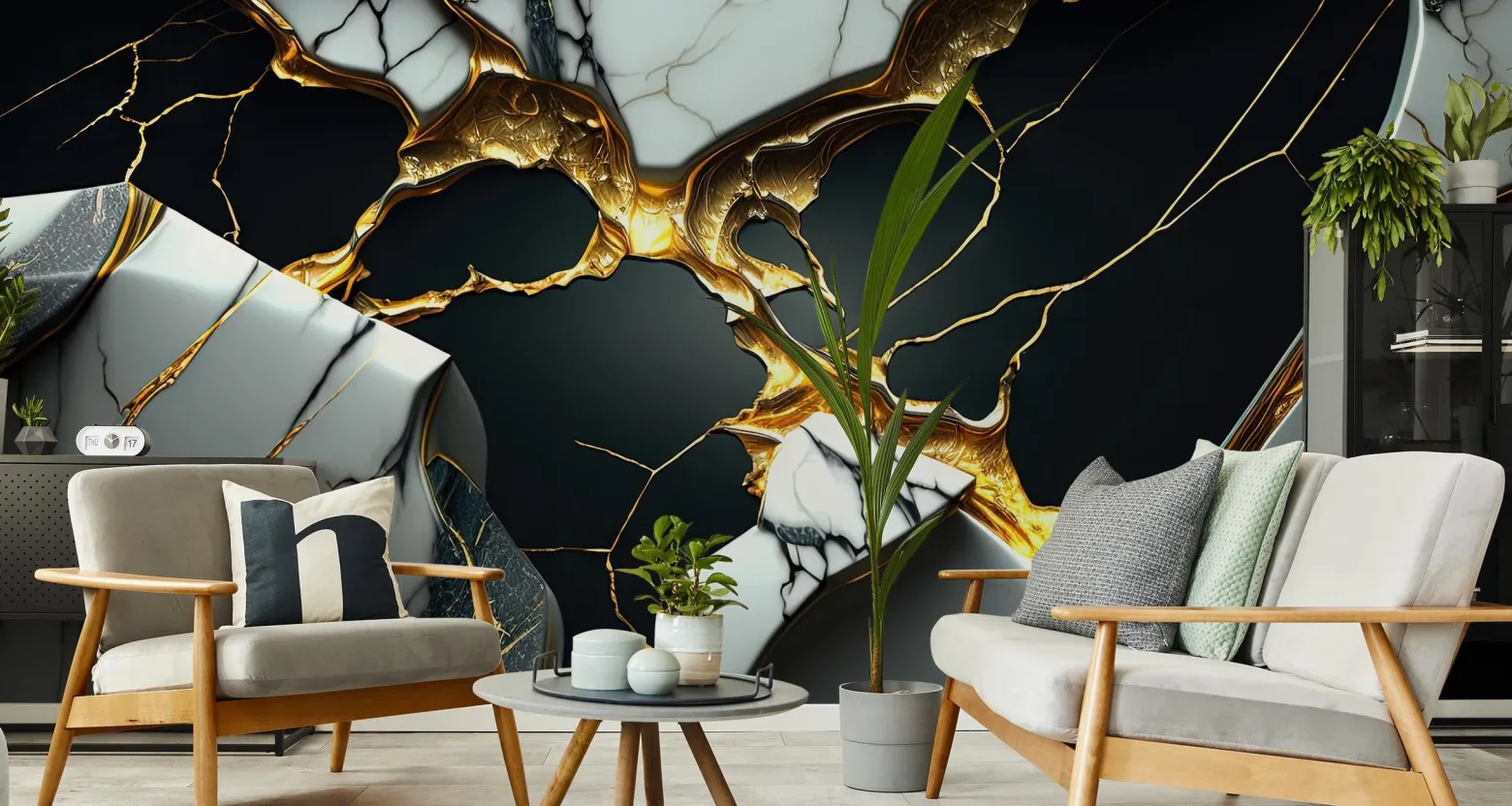 Fototapeta Ścienna Czarno-biały Marmur Efekt 3D 90x60cm
