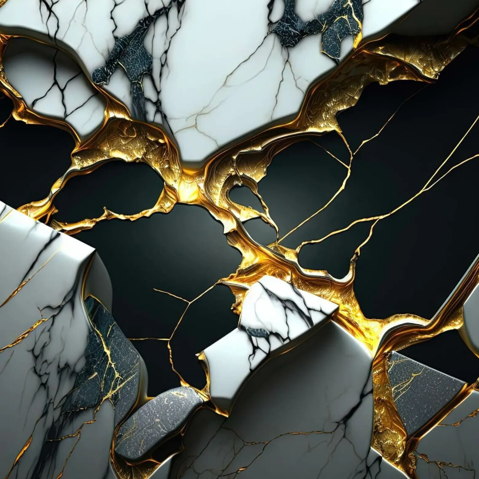 Fototapeta Ścienna Czarno-biały Marmur Efekt 3D 90x60cm