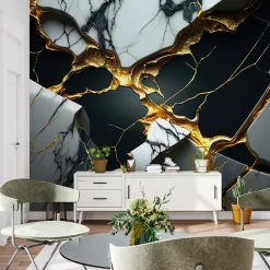 Fototapeta Ścienna Czarno-biały Marmur Efekt 3D 90x60cm