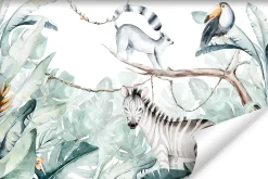 Fototapeta Ścienna DŻUNGLA Zebra Liście 90x60cm