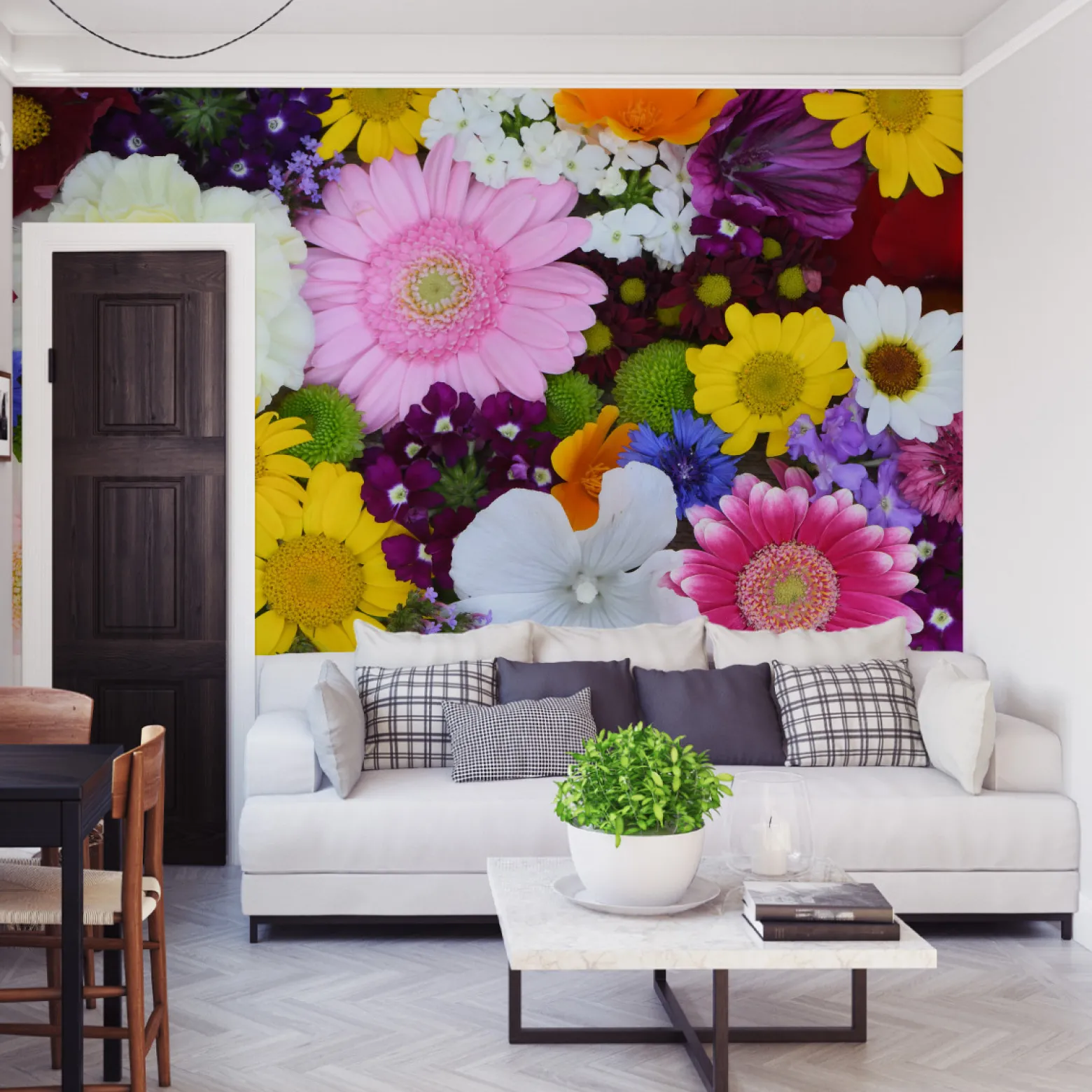 Fototapeta Ścienna KOLOROWE Kwiaty Wzór 3D 90x60cm