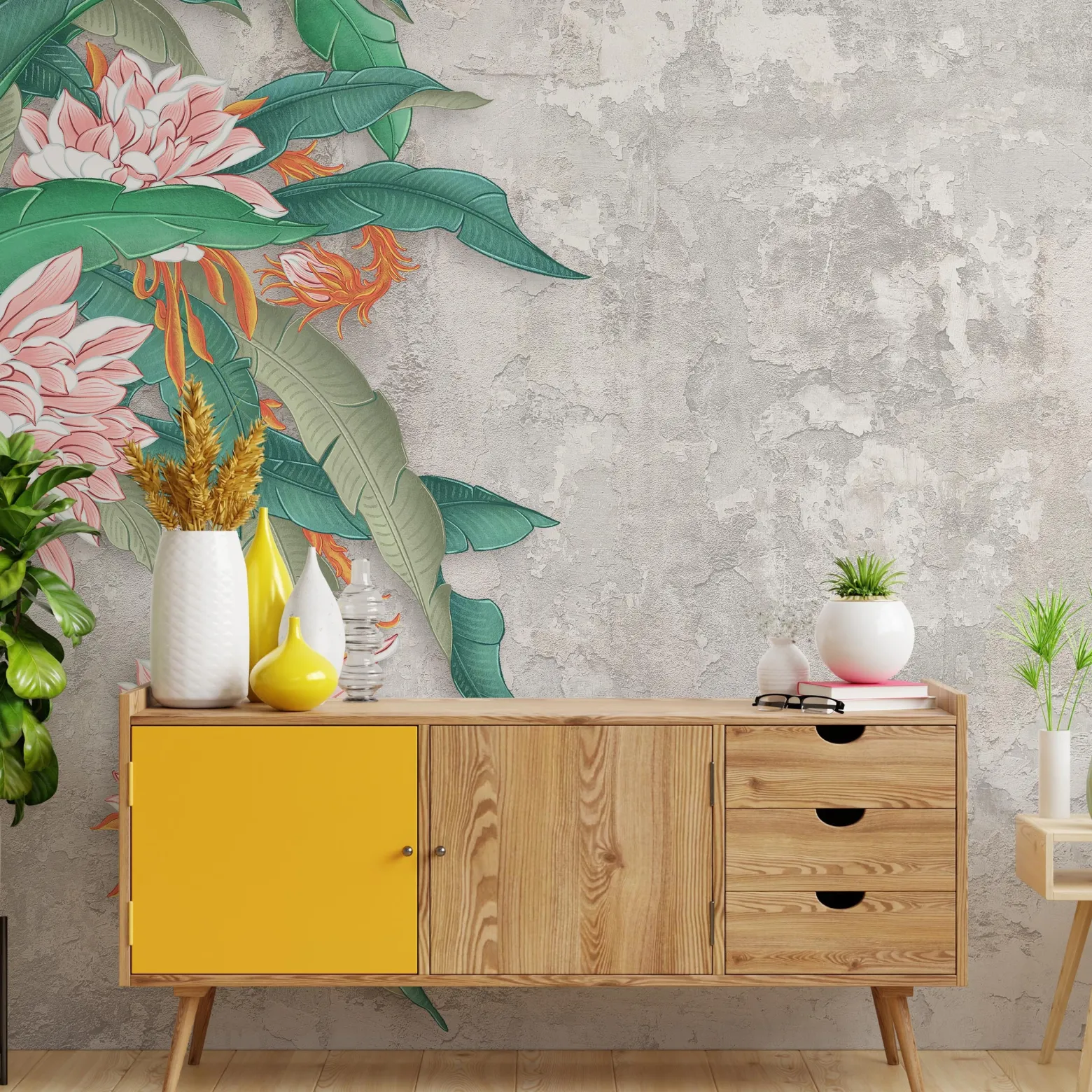 Fototapeta Ścienna KWIATY Beton Abstrakcja 90x60cm