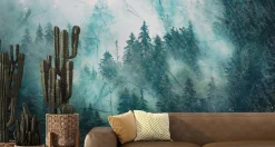 Fototapeta Ścienna LAS WE MGLE Pejzaż 3D 90x60cm