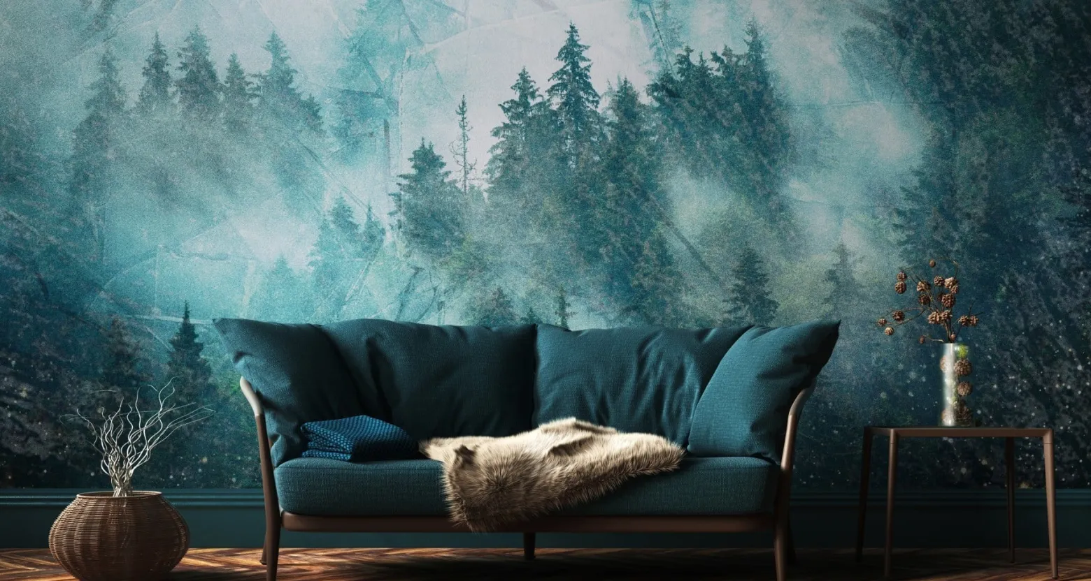 Fototapeta Ścienna LAS WE MGLE Pejzaż 3D 90x60cm