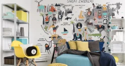 Fototapeta Ścienna MAPA ŚWIATA Zwierzątka 90x60cm