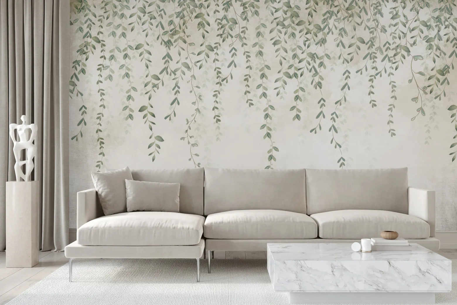 Fototapeta Dekoracyjna LIŚCIE Beton Natura 90x60cm