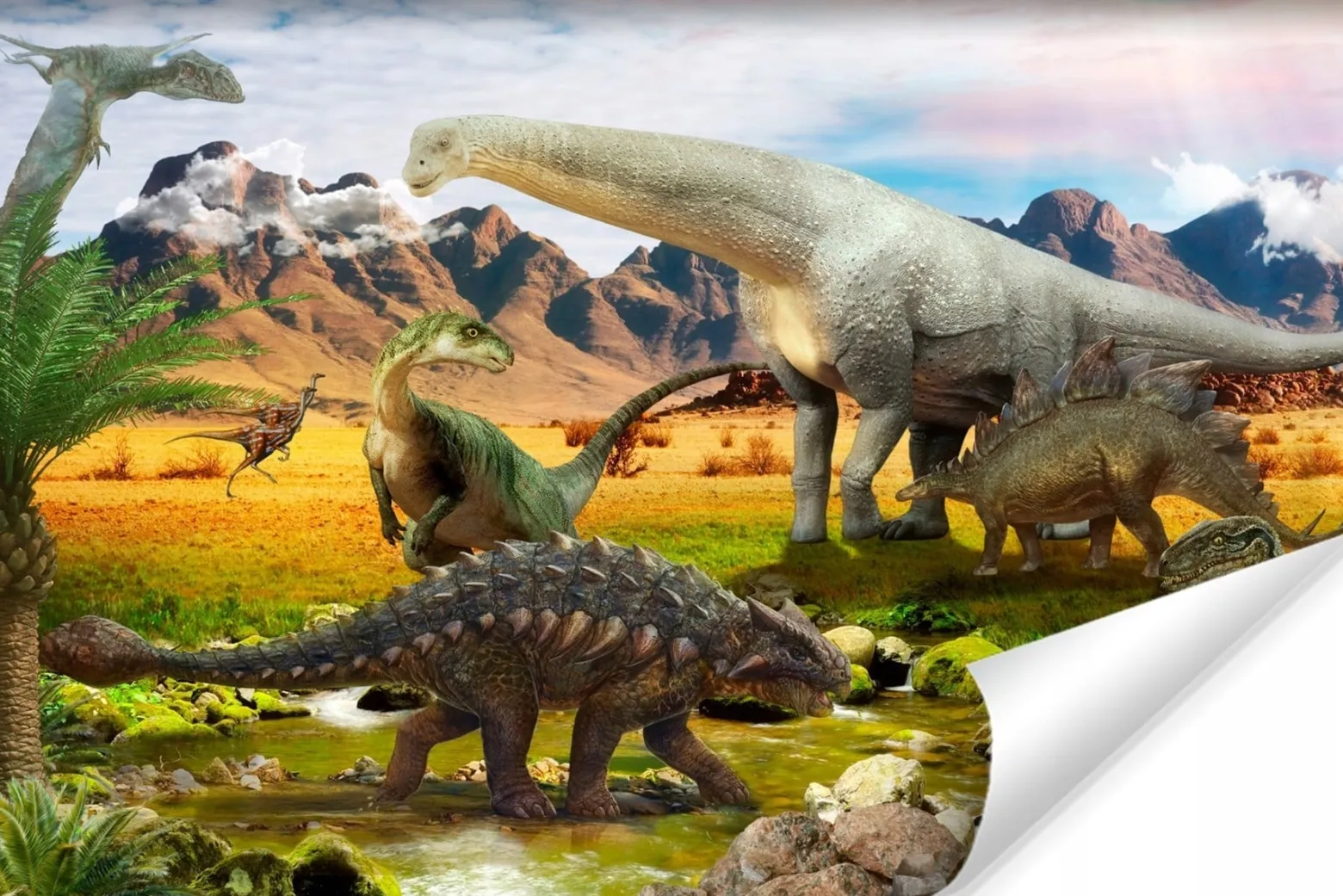 Fototapeta Dla Dzieci Dinozaury Krajobraz 3D 90x60cm