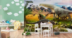 Fototapeta Dla Dzieci Dinozaury Krajobraz 3D 90x60cm