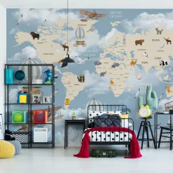 Fototapeta Dla Dzieci MAPA ŚWIATA Samoloty 90x60cm