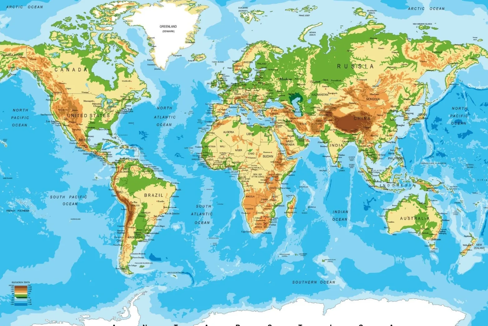 Fototapeta Dla Młodzieży Fizyczna MAPA Świata 90x60cm