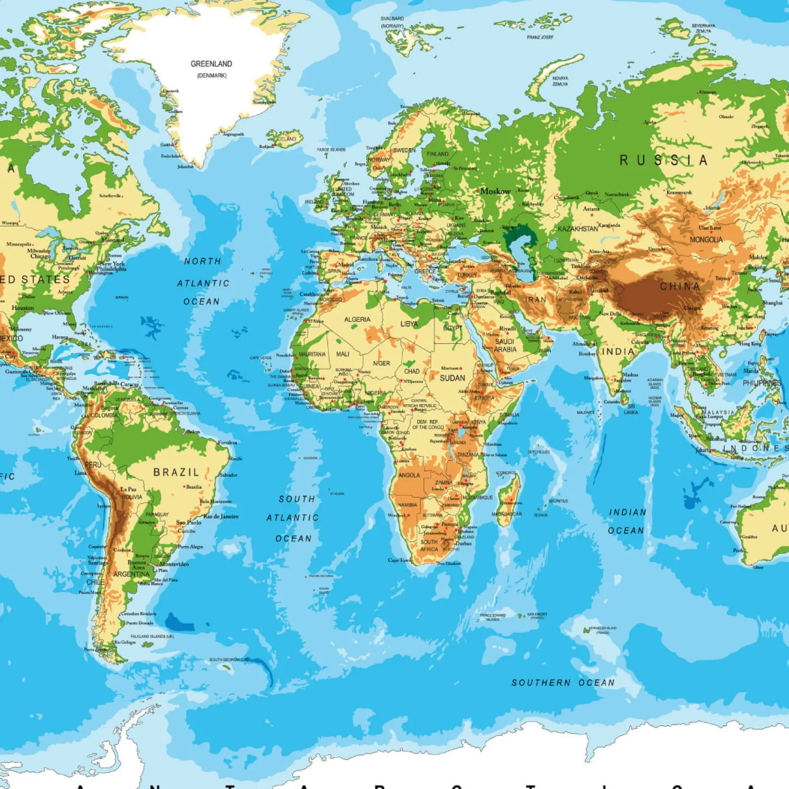 Fototapeta Dla Młodzieży Fizyczna MAPA Świata 90x60cm