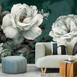 Fototapeta Do Salonu Akwarelowe Białe Peonie 90x60cm