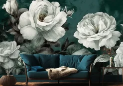 Fototapeta Do Salonu Akwarelowe Białe Peonie 90x60cm