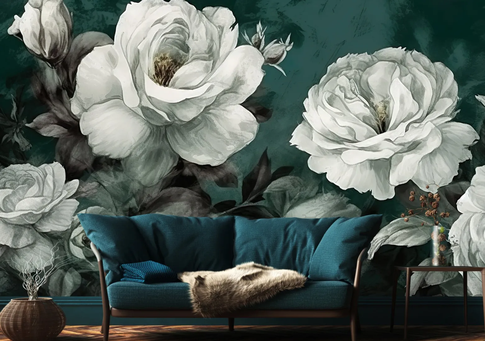 Fototapeta Do Salonu Akwarelowe Białe Peonie 90x60cm