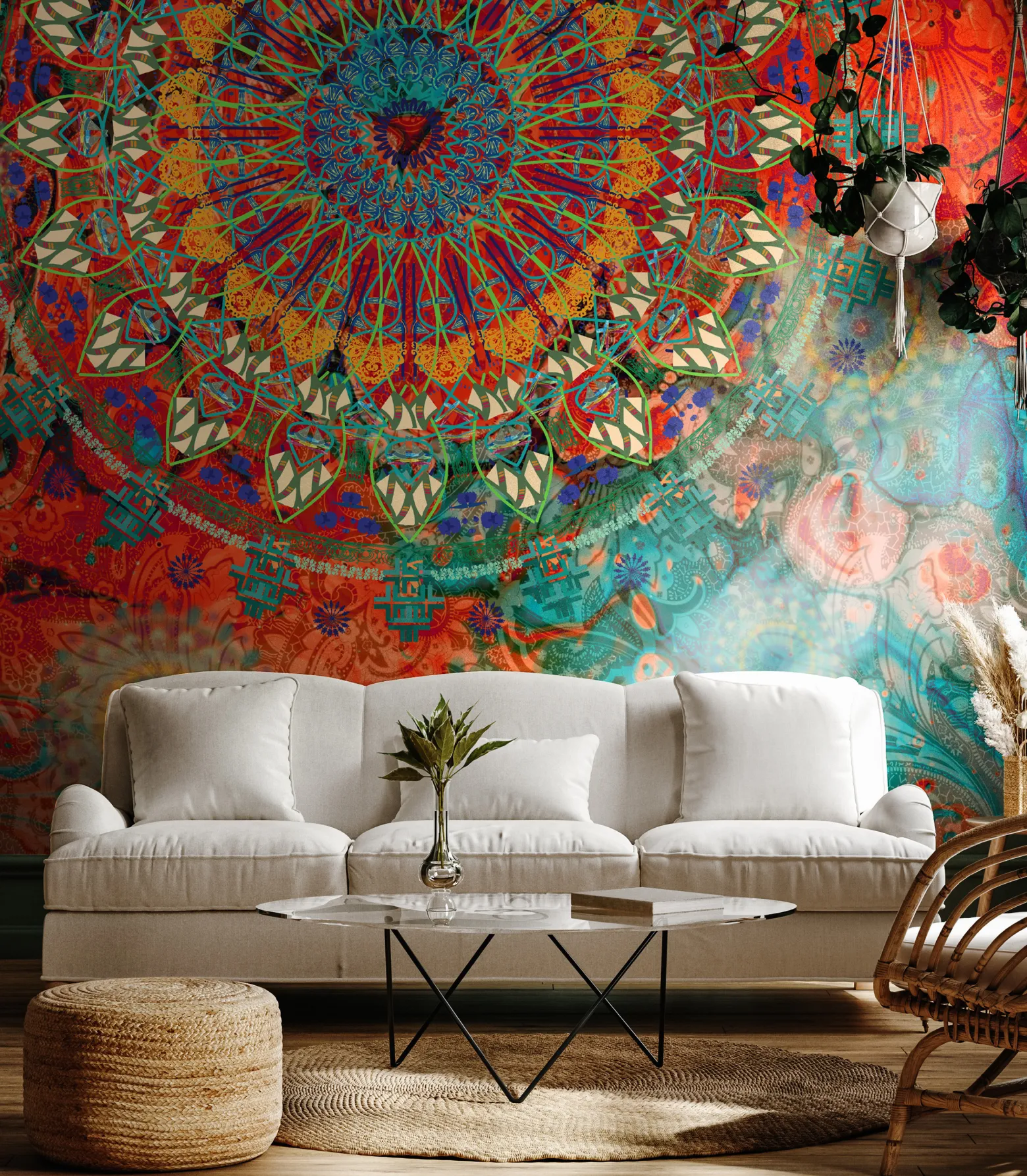 Fototapeta Do Salonu Kolorowe Mandale Boho 90x60cm