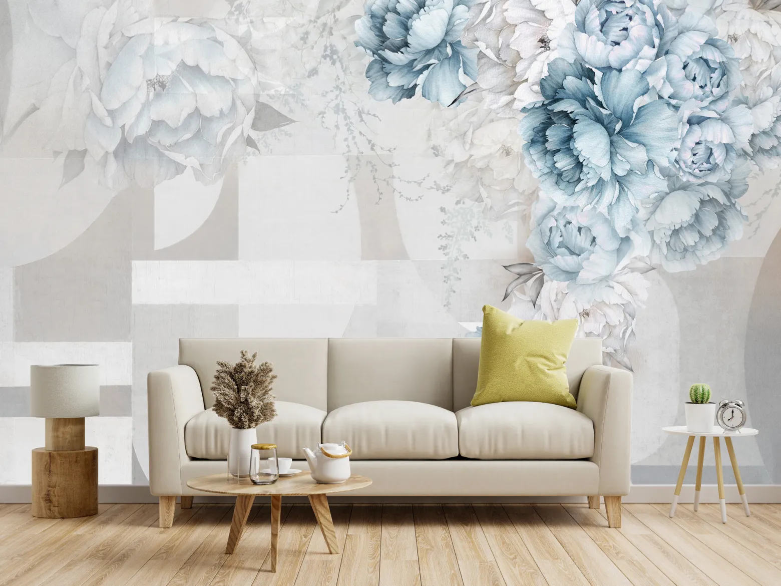 Fototapeta Do Salonu Peonie Wzór Geometryczny 90x60cm